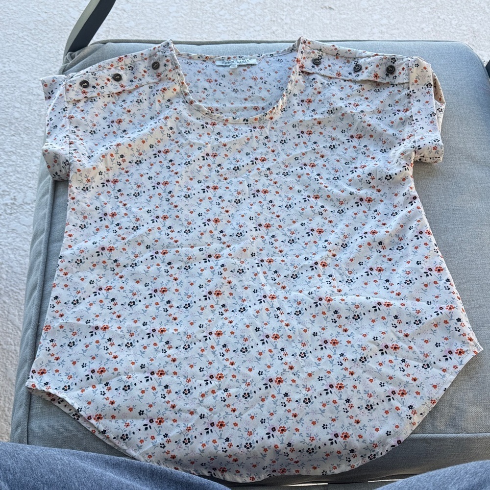 Floral Button-Shoulder Top